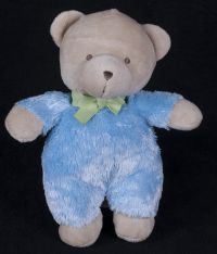 Carters One Size Teddy Bear Blue & Beige Plush Lovey Rattle